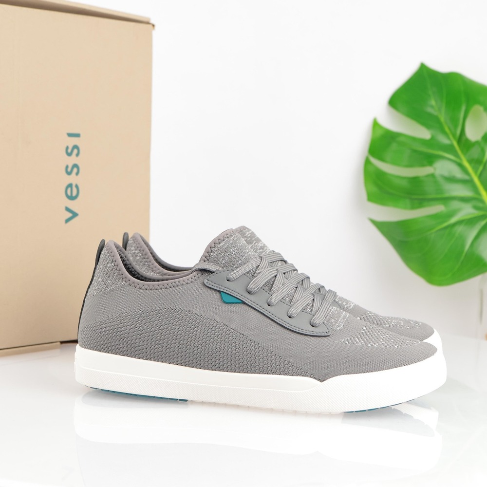 Vessi Shoe Mens Weekend Sneaker Size 12 Waterproof Gray Knit Low Lace Up Comfort